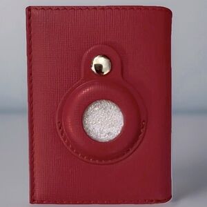 Jenoss Red Leather NEW w Box RFID Pop-up Slim Smart Wallet With AirTag Holder
